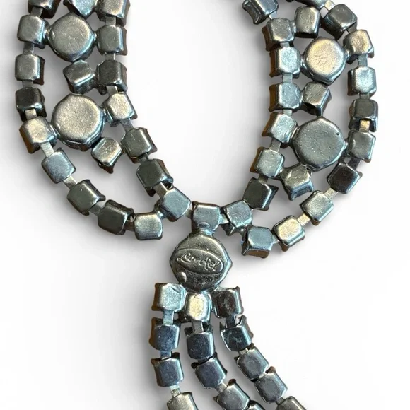 Vintage La-Rel Silver Ice Blue Rhinestone Choker Necklace - Picture 4 of 4